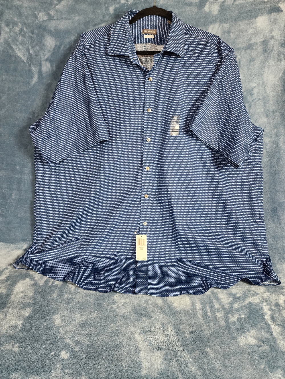 Van Heusen Blue Short-Sleeve Button-Down Shirt